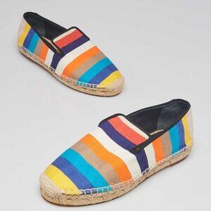 Celine Multicolor Striped Canvas Espadrille Flats Size 5.5/36